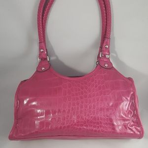 Charming Charlie Pink Crocodile Print Purse